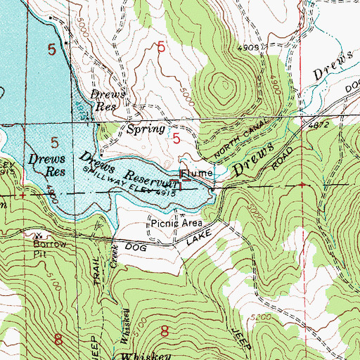 Topographic Map of Drews Dam, OR