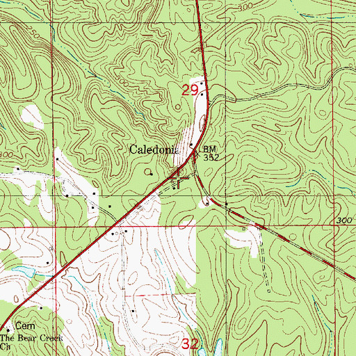 Topographic Map of Caledonia, AL