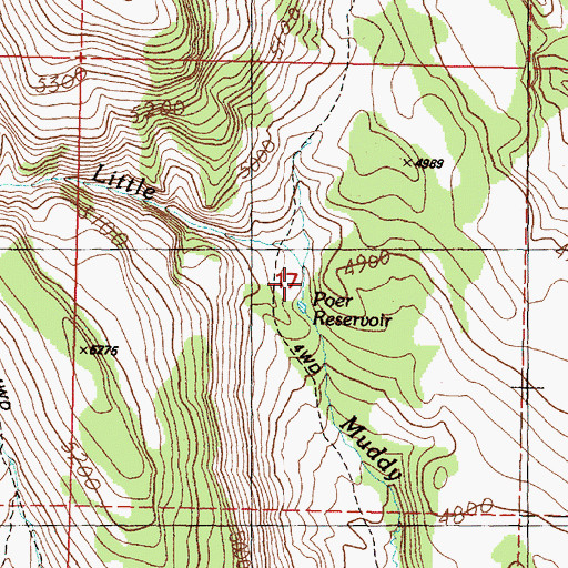 Topographic Map of Poer Dam, OR