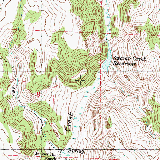 Topographic Map of Swamp Creek Dam, OR