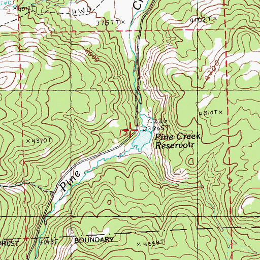 Topographic Map of Pine Creek Dam, OR