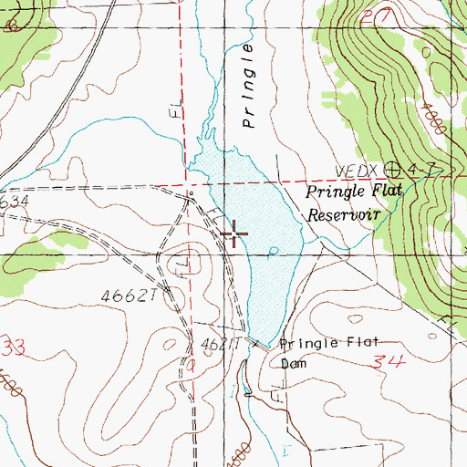 Topographic Map of Pringle Flat Reservoir, OR