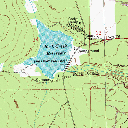 Topographic Map of Rock Creek Dam, OR