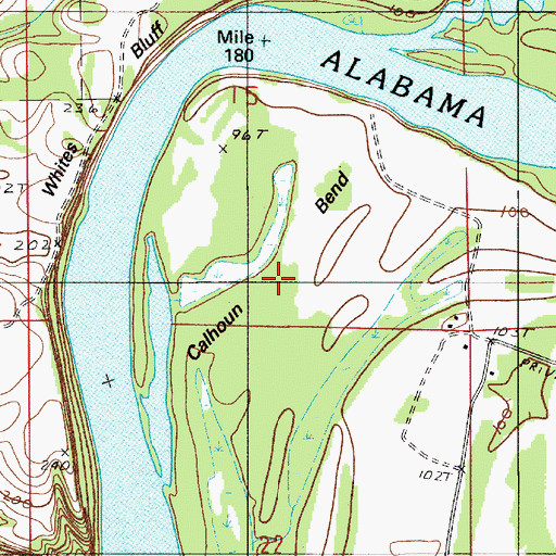 Topographic Map of Calhoun Bend, AL