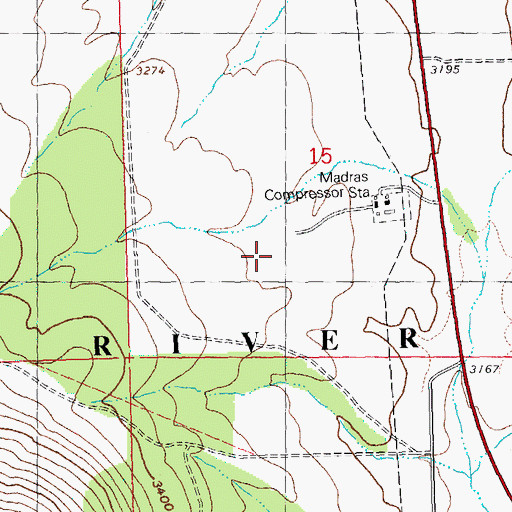 Topographic Map of Compressor Station Number 11 Airstrip (historical), OR