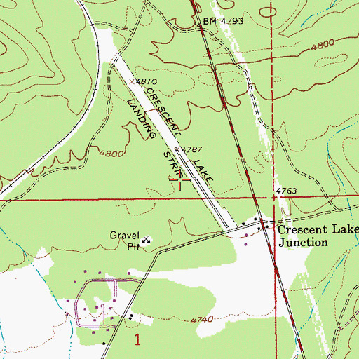 Topographic Map of Crescent Lake State Airport, OR