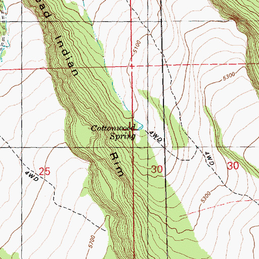 Topographic Map of Cottonwood Spring Reservoir, OR