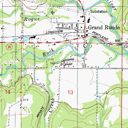 Topographic Map of Andersons Airfield, OR
