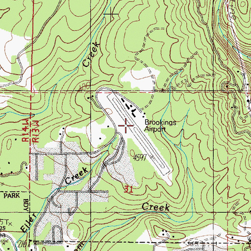 Topographic Map of Brookings Airport, OR