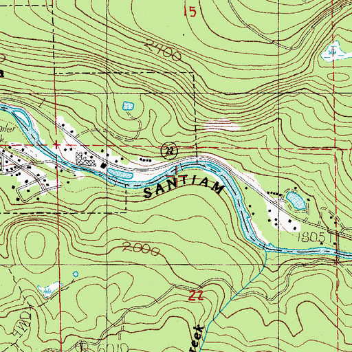 Topographic Map of Blue Lick Creek, OR