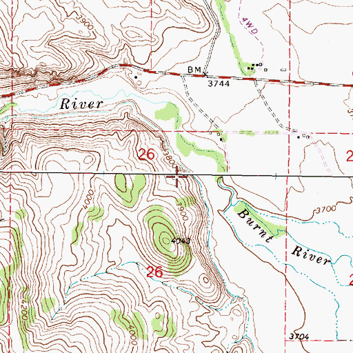 Topographic Map of High Line Ditch, OR