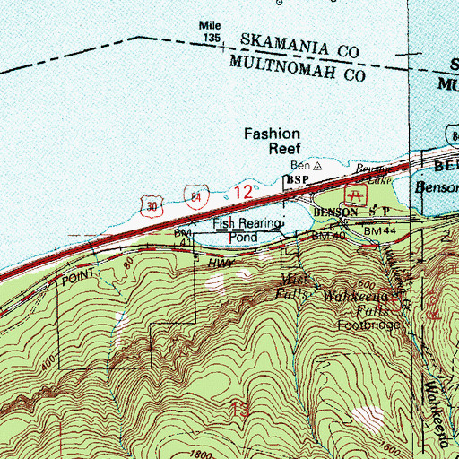 Topographic Map of Wahkeena Rearing Lake, OR