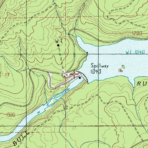 Topographic Map of Bull Run Dam Number 1, OR