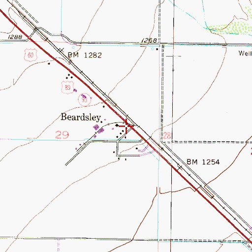 Topographic Map of Beardsley, AZ