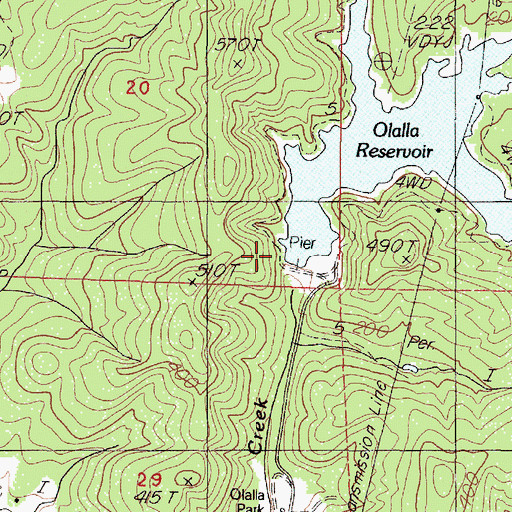 Topographic Map of Ollala Lake, OR