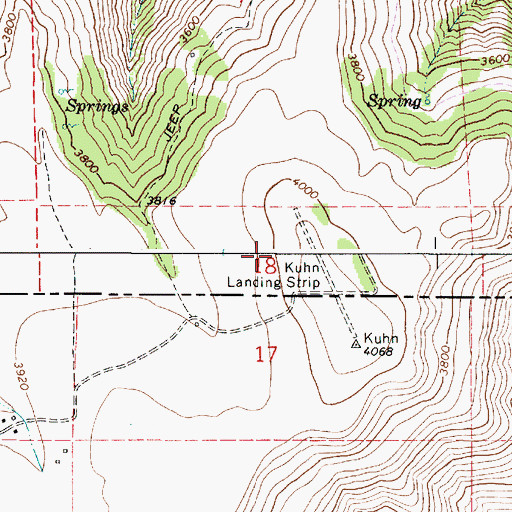 Topographic Map of Kuhn Emergency Airstrip (historical), OR