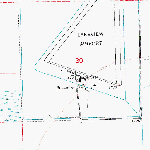Topographic Map of Lake County Airport, OR