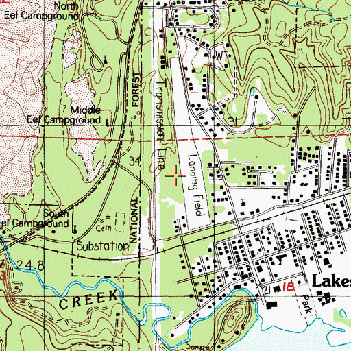Topographic Map of Lakeside Municipal  Airport, OR