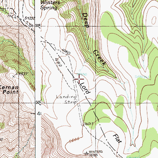 Topographic Map of Lord Flat Airport (historical), OR