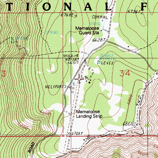 Topographic Map of Memaloose Airport, OR