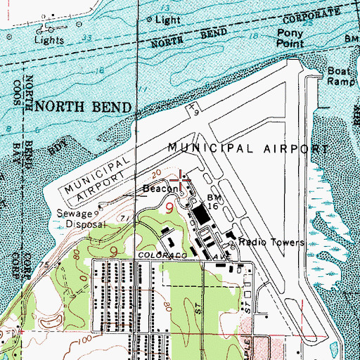 Topographic Map of Southwest Oregon Regional Airport, OR