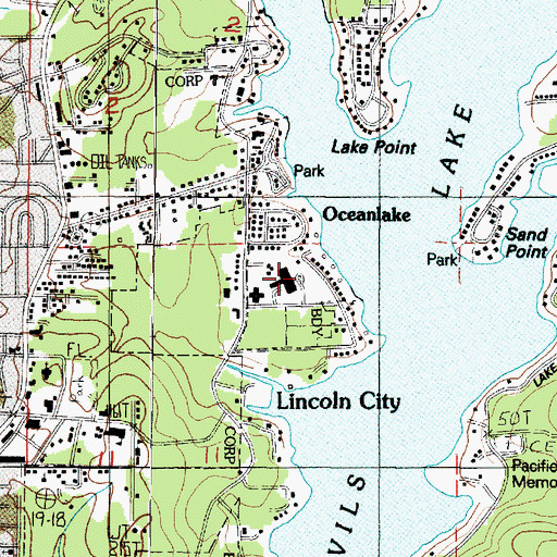 Topographic Map of Samaritan North Lincoln Hospital Heliport, OR