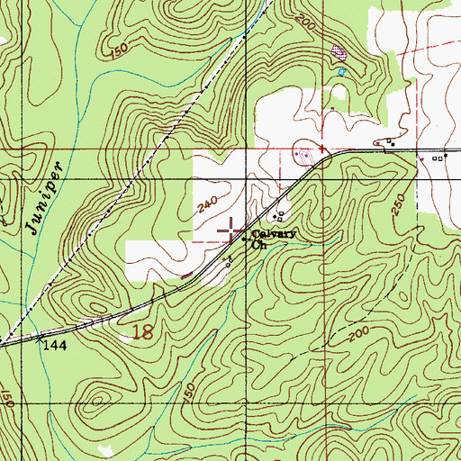Topographic Map of Calvary Church, AL