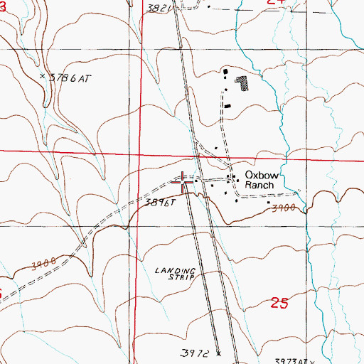 Topographic Map of Oxbow Ranch Airport, OR