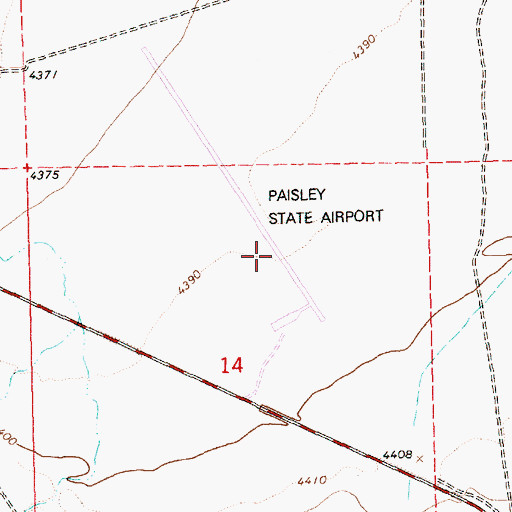 Topographic Map of Paisley Airport, OR