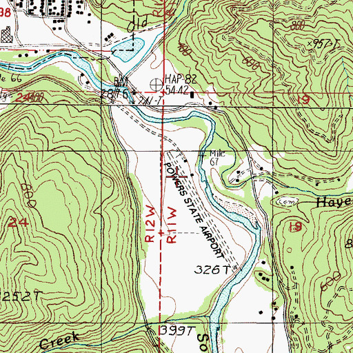 Topographic Map of Powers Airport, OR