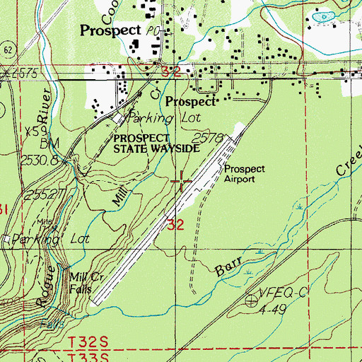 Topographic Map of Prospect State Airport, OR