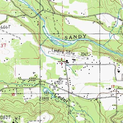 Topographic Map of Sandy River Airport, OR