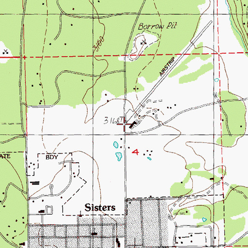 Topographic Map of Sisters Eagle Air, OR