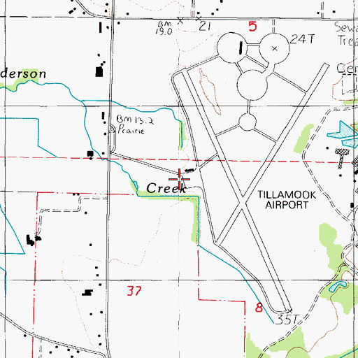 Topographic Map of Tillamook Airport, OR