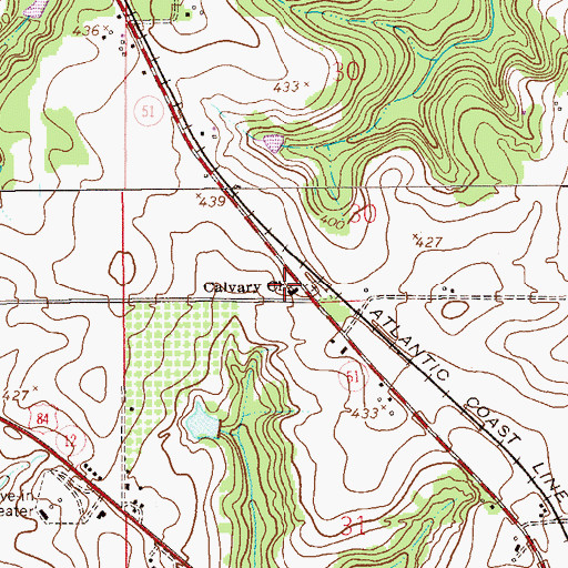 Topographic Map of Calvary Baptist Church, AL