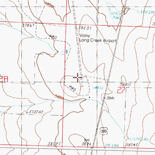 Topographic Map of Miranda's Skyranch Airport, OR