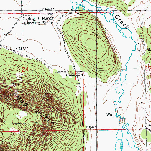 Topographic Map of Flying T Ranch Airport, OR