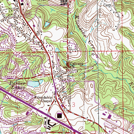 Topographic Map of Calvary Church, AL