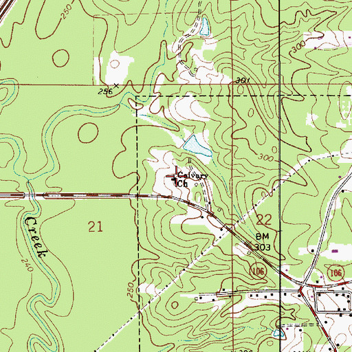Topographic Map of Calvary Church, AL