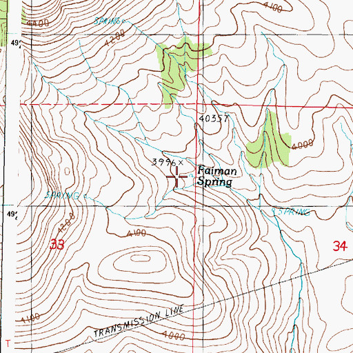 Topographic Map of Faiman Spring, OR