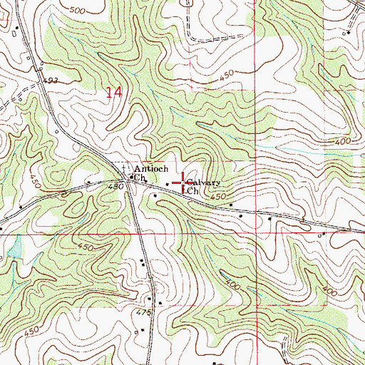 Topographic Map of Calvary Church, AL