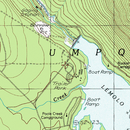 Topographic Map of Lemolo Lake Resort, OR
