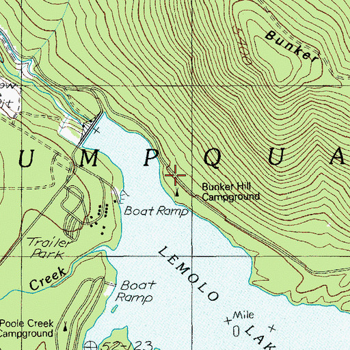 Topographic Map of Bunker Hill Recreation Site, OR