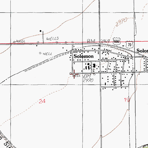 Topographic Map of Solomon, AZ