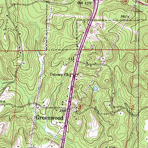 Topographic Map of Calvary Baptist Church, AL