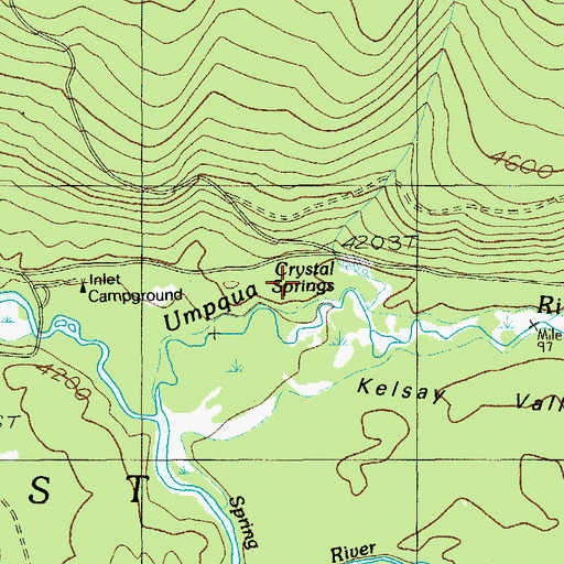 Topographic Map of Crystal Creek, OR