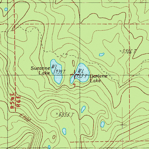 Topographic Map of Darlene Lake, OR