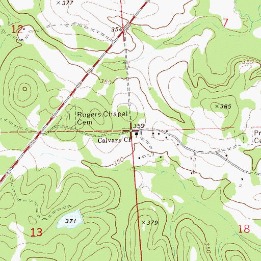 Topographic Map of Calvary Church, AL