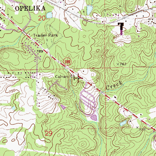 Topographic Map of Calvary Church, AL