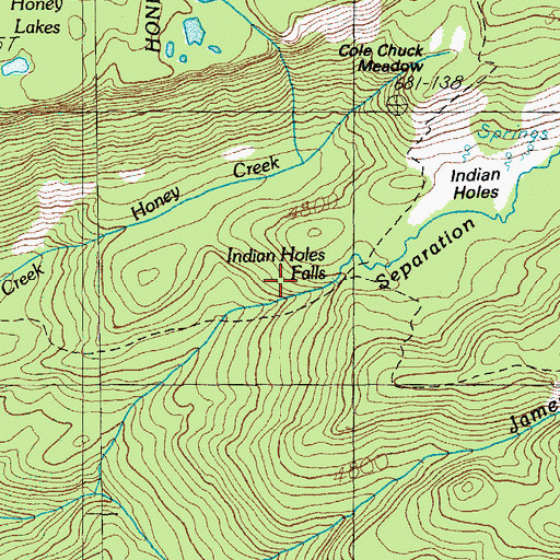 Topographic Map of Indian Hole Falls, OR